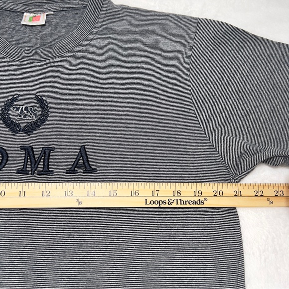 ROMA Italia Tee Shirt Short Sleeve Grey and Blue stripes Made in Italy 100% Ctn - Picture 5 of 9